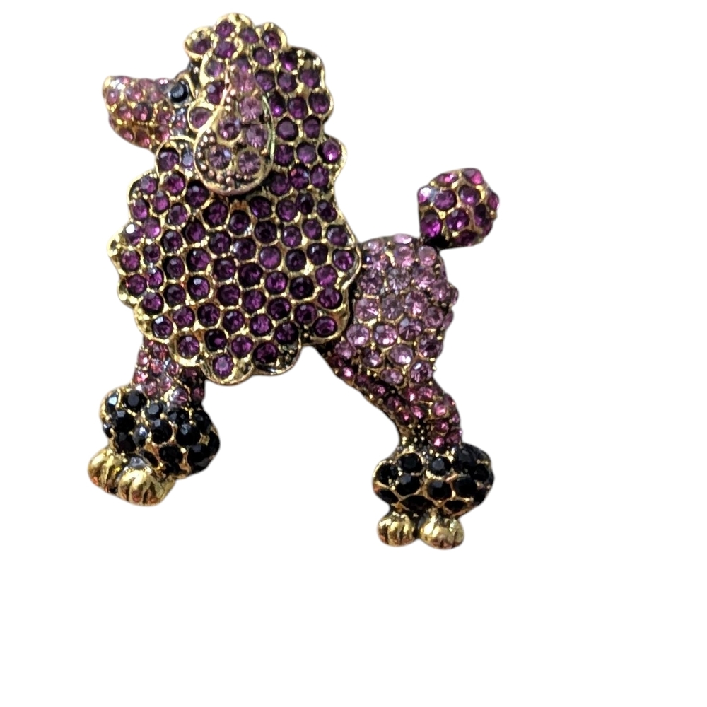 Purple and Black Poodle Brooch